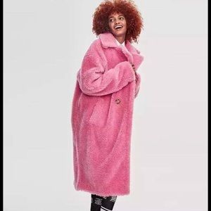Pink fur jacket coat 100% wool